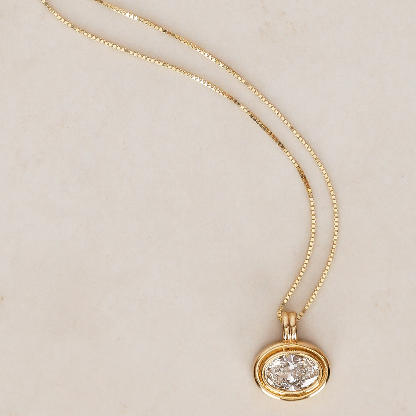 14K Yellow Gold Oval Lab Grown Diamond Pendant Charm
