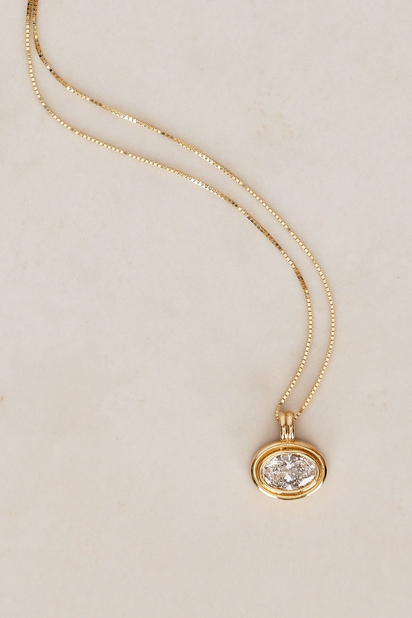 14K Yellow Gold Oval Lab Grown Diamond Pendant Charm