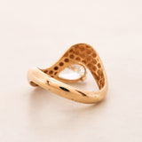 Modern 14K Yellow Gold Lab Grown Diamond Wave Ring, Size US 6