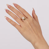 14K Yellow Gold Lab Grown Diamond Wave Ring, Size US 6