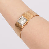 Jaeger LeCoultre 18K Yellow Gold Mesh Bracelet Diamond Dial Watch