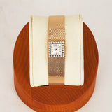 Jaeger LeCoultre 18K Yellow Gold Mesh Bracelet Diamond Dial Watch