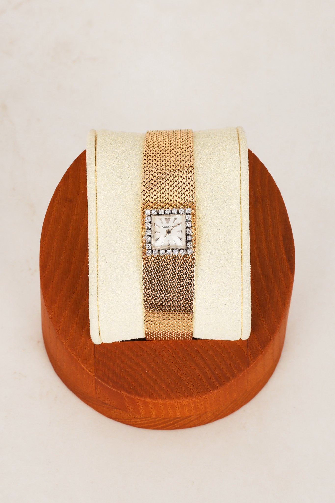 Jaeger LeCoultre 18K Yellow Gold Mesh Bracelet Diamond Dial Watch