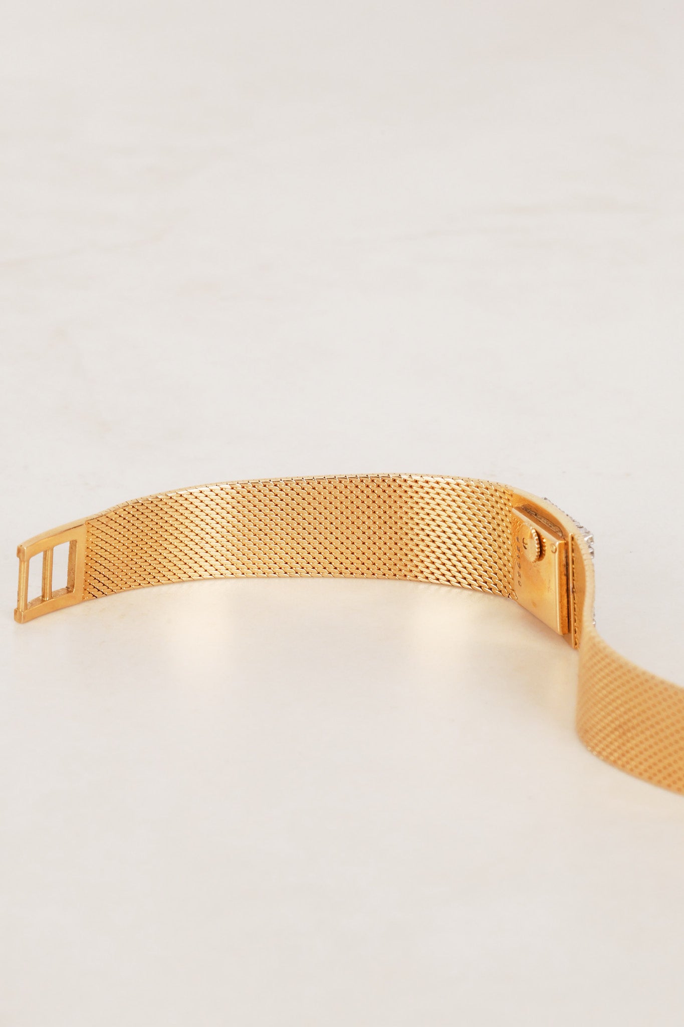 Jaeger LeCoultre 18K Yellow Gold Mesh Bracelet Diamond Dial Watch