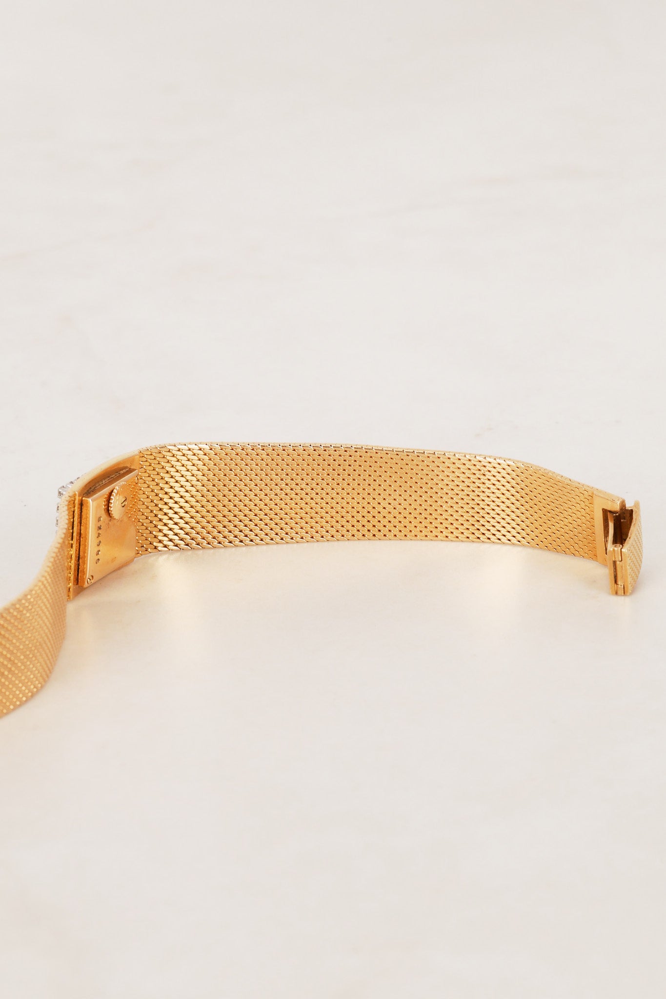 Jaeger LeCoultre 18K Yellow Gold Mesh Bracelet Diamond Dial Watch