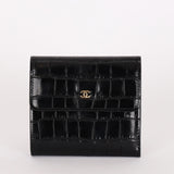 Chanel Trifold Wallet Black Croc Embossed 2026 GHW