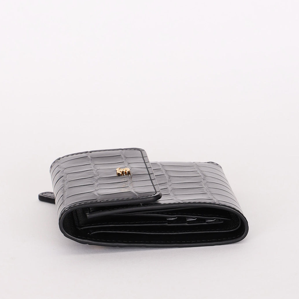 Chanel Trifold Wallet Black Croc Embossed 2026 GHW
