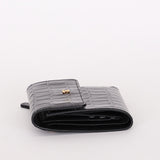 Chanel Trifold Wallet Black Croc Embossed 2026 GHW