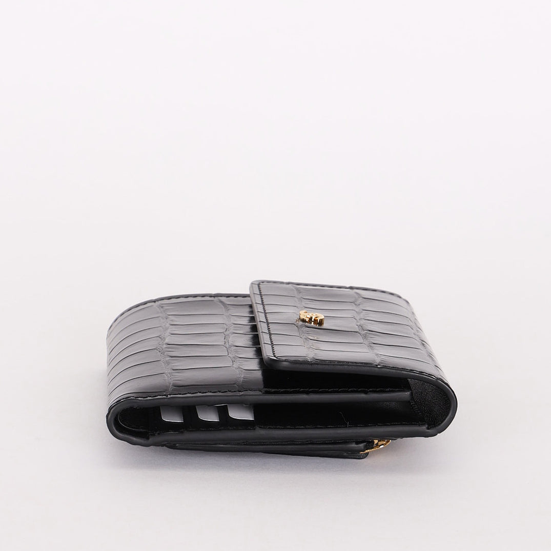 Chanel Trifold Wallet Black Croc Embossed 2026 GHW