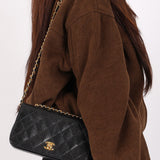 Rare Chanel Mini Single Flap Black Lizard 1991 24K GP
