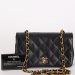 Chanel Mini Single Flap Black Lizard 24K GP