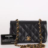 Chanel Mini Single Flap Black Lizard 24K GP