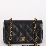 Chanel Mini Single Flap Black Lizard 24K GP