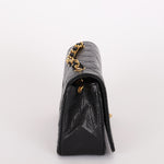 Chanel Mini Single Flap Black Lizard 24K GP