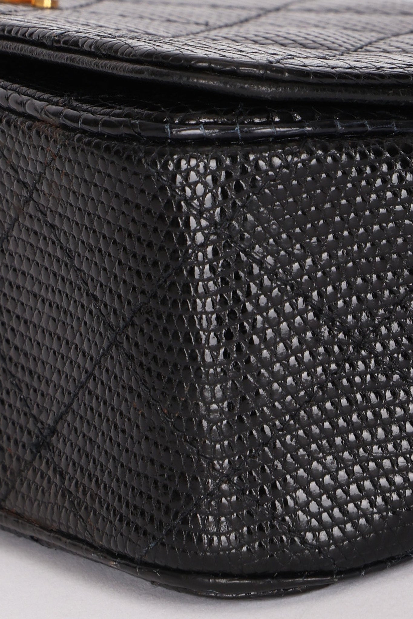 Chanel Mini Single Flap Black Lizard 24K GP