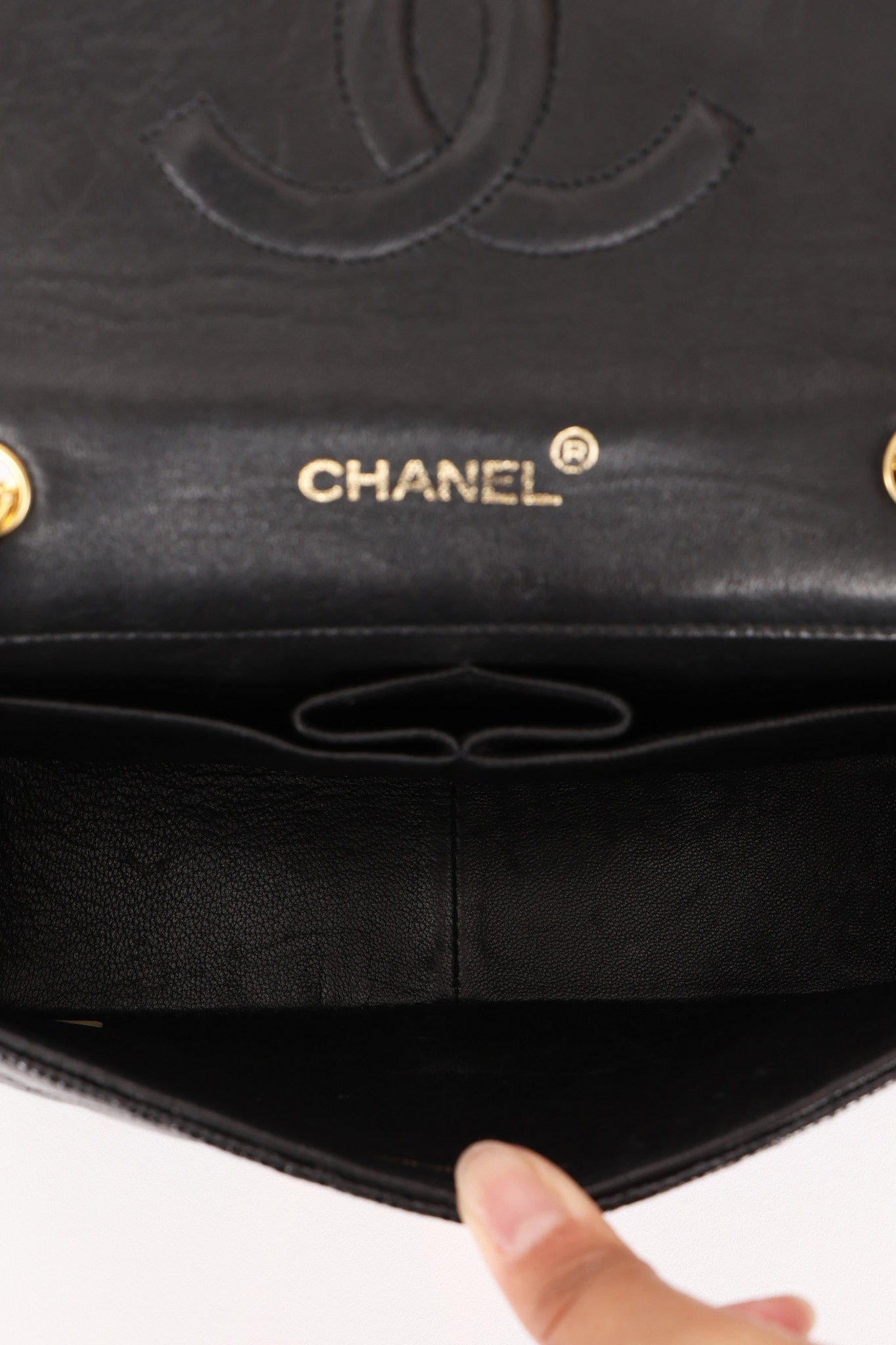 Chanel Mini Single Flap Black Lizard 24K GP