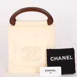 Chanel Wooden Top Handle Bag Ivory Calfskin