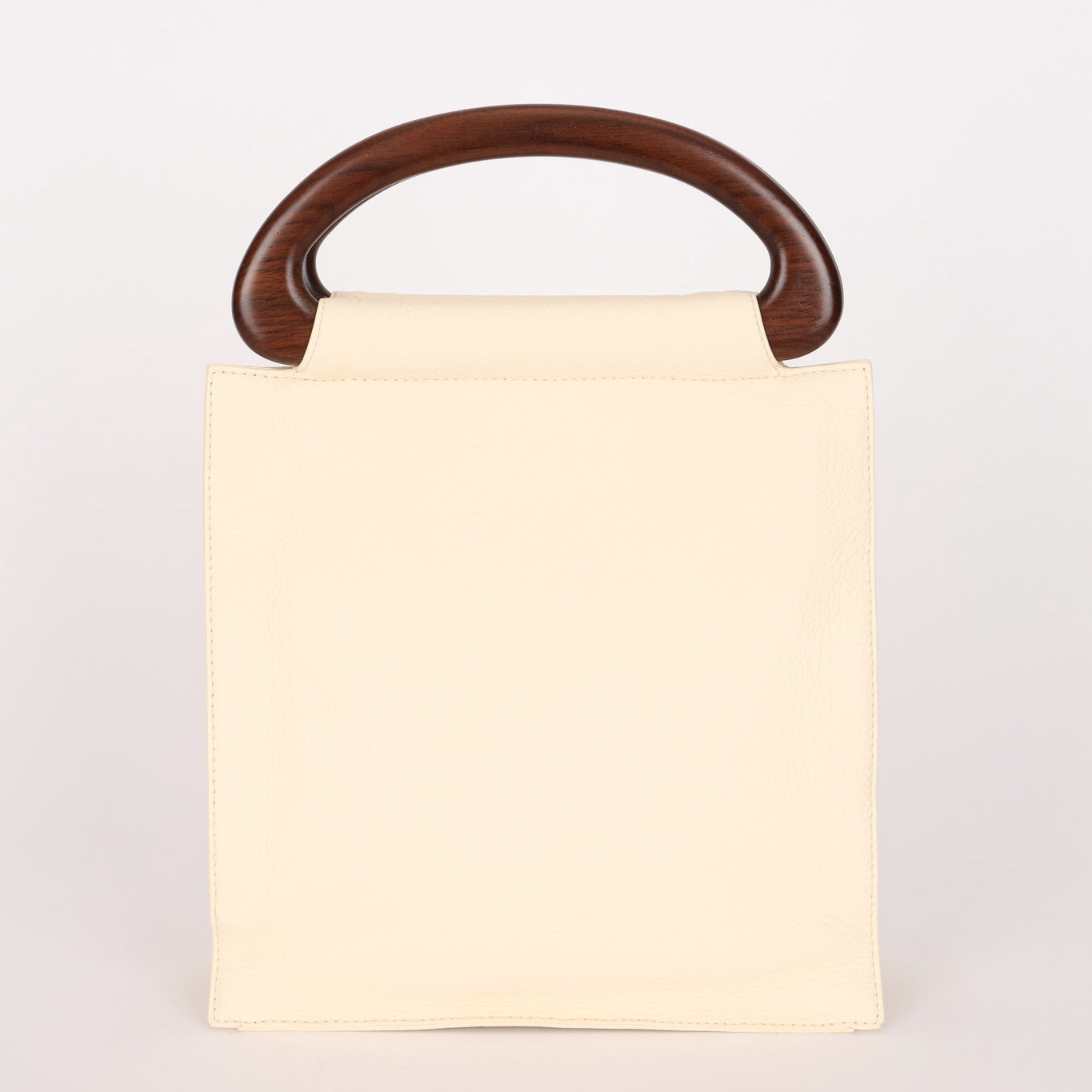 Chanel Wooden Top Handle Bag Ivory Calfskin
