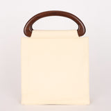 Chanel Wooden Top Handle Bag Ivory Calfskin