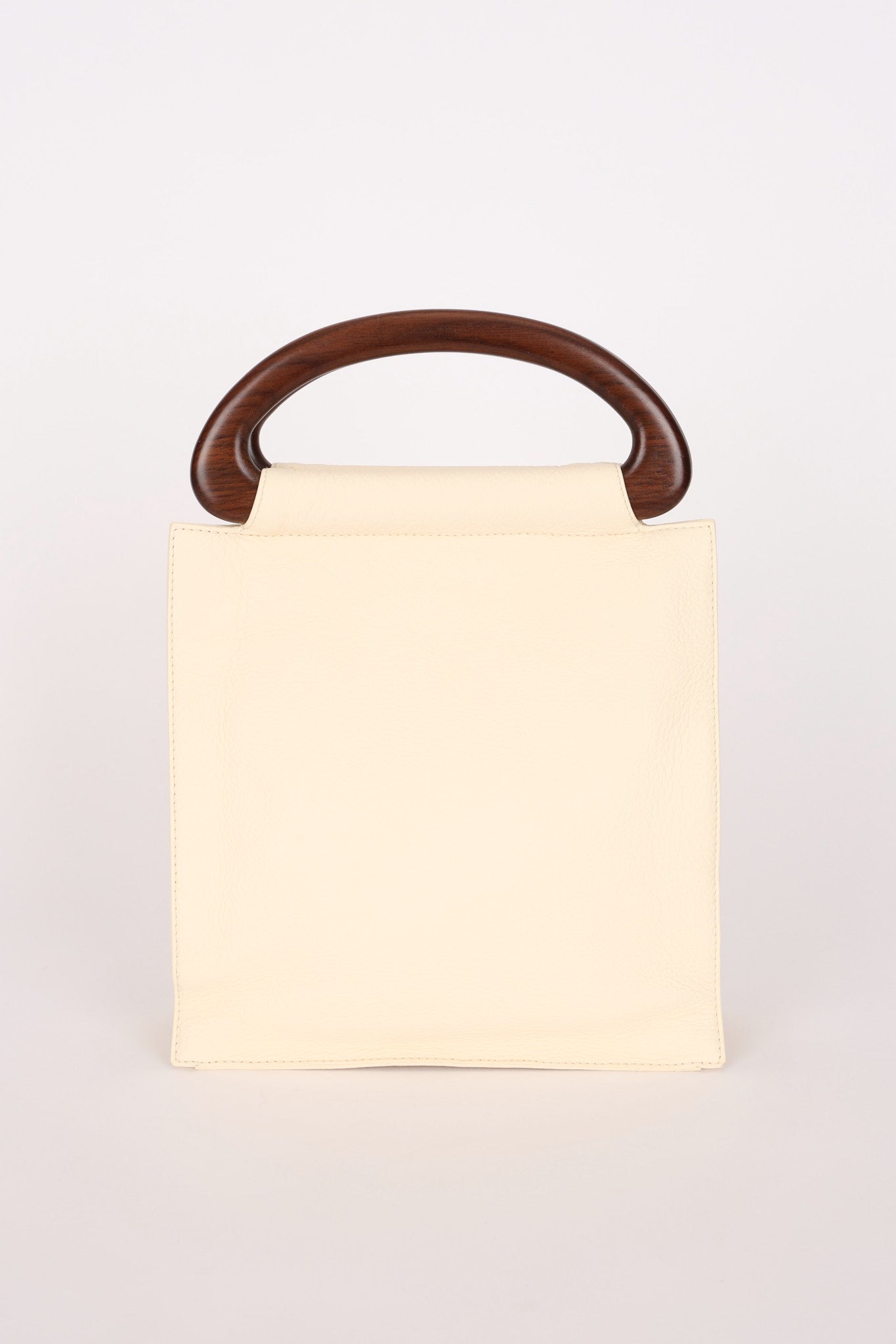 Chanel Wooden Top Handle Bag Ivory Calfskin