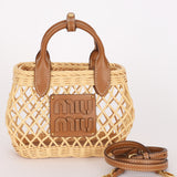 Miu Miu Rattan Wicker Basket Top Handle Bag