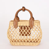 Miu Miu Rattan Wicker Basket Top Handle Bag