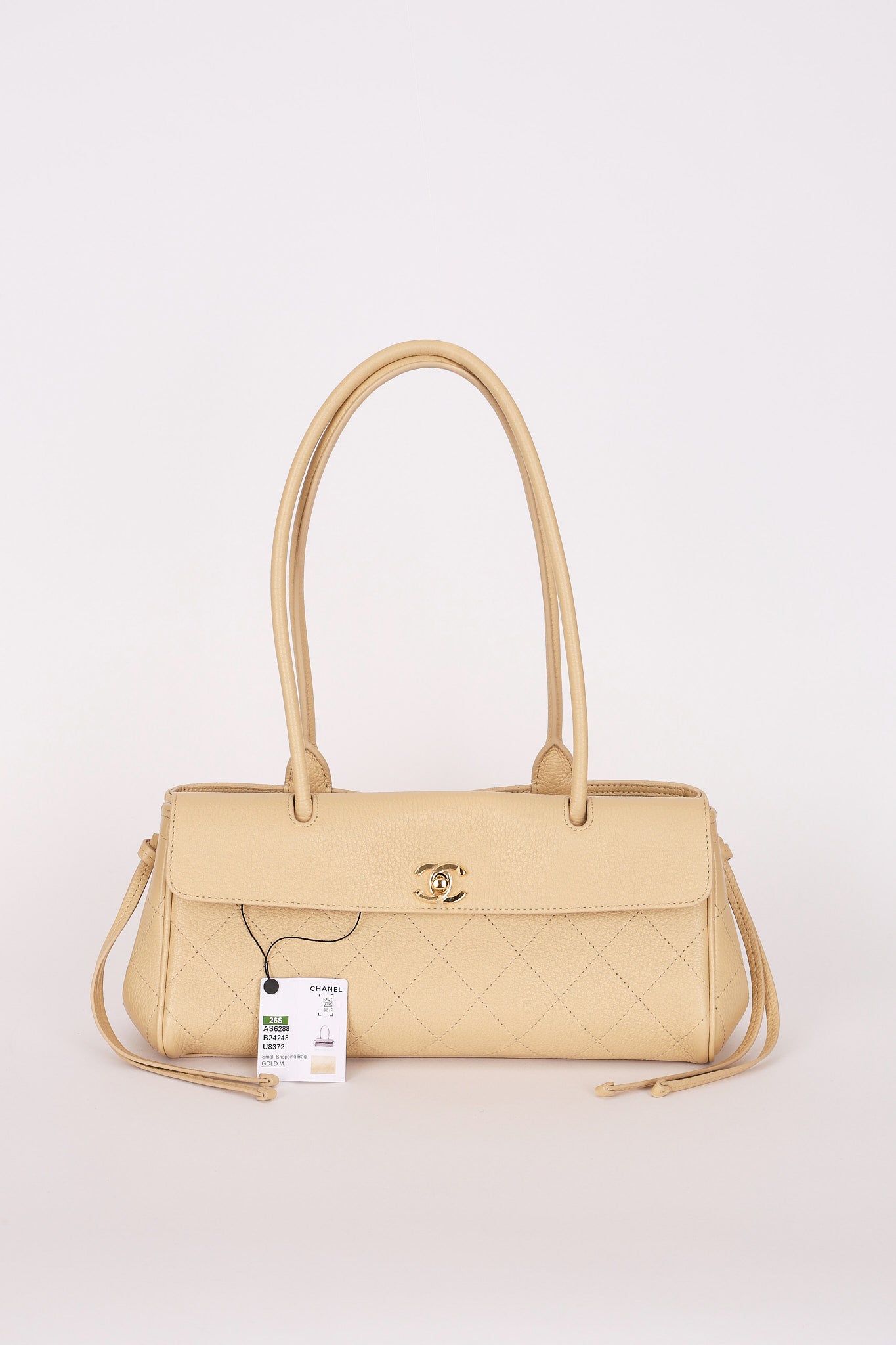 Chanel Small Urban Essential East West Shopping Tote Light Beige Caviar GHW
