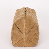 Chanel Large Quilted Clutch with Chain Taupe Suede GHW