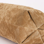 Chanel Large Quilted Clutch with Chain Taupe Suede GHW