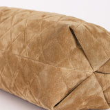 Chanel Large Quilted Clutch with Chain Taupe Suede GHW
