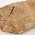 Chanel Large Quilted Clutch with Chain Taupe Suede GHW