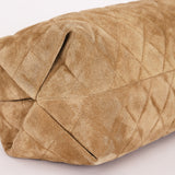 Chanel Large Quilted Clutch with Chain Taupe Suede GHW