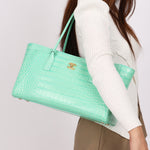 Chanel Large Shopping Tote Green Embossed Croc GHW