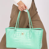 Chanel Large Shopping Tote Green Embossed Croc GHW