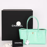 Chanel Large Shopping Tote Green Embossed Croc GHW