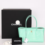 Chanel Large Shopping Tote Green Embossed Croc GHW