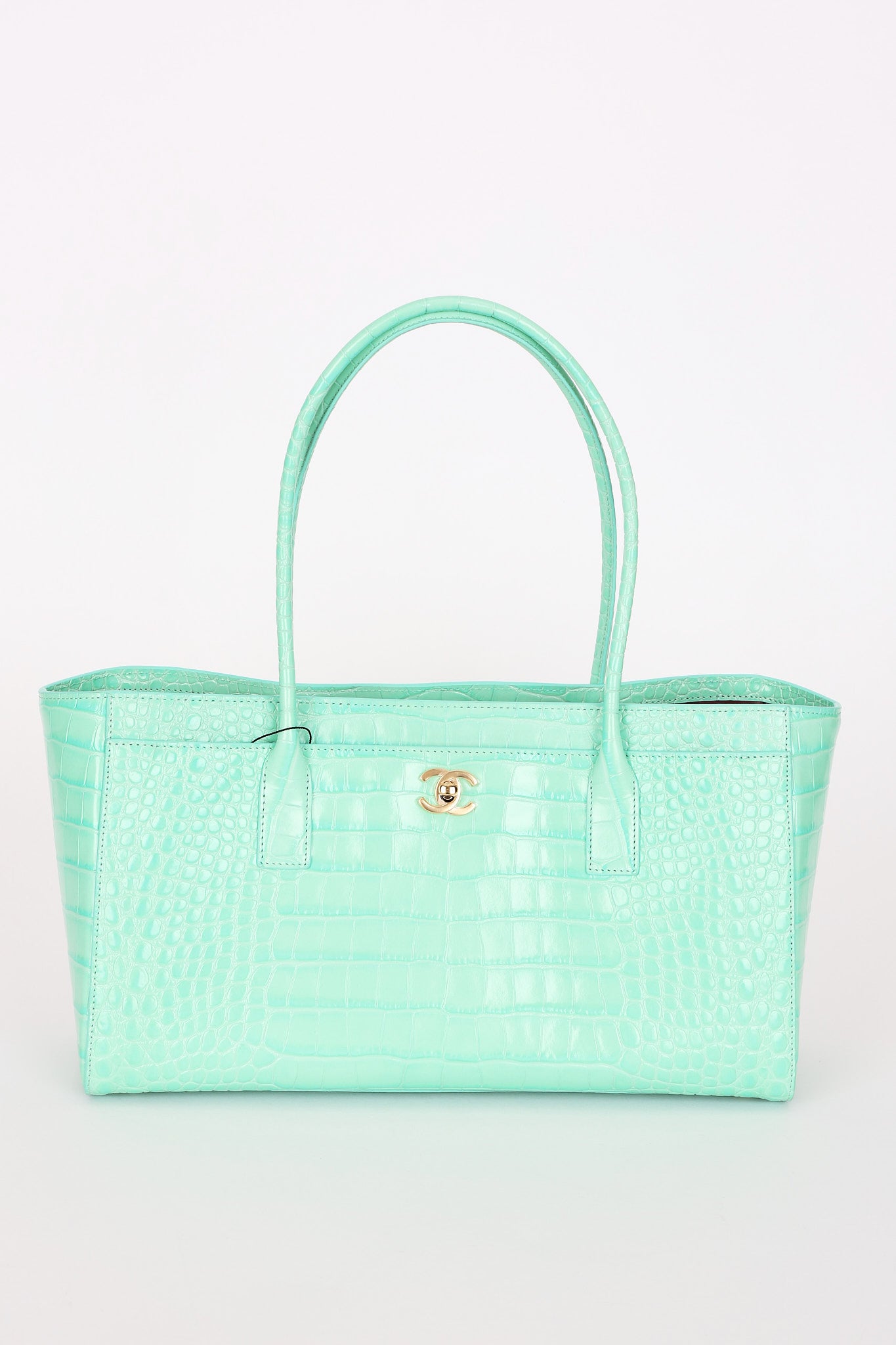 Chanel Large Shopping Tote Green Embossed Croc GHW