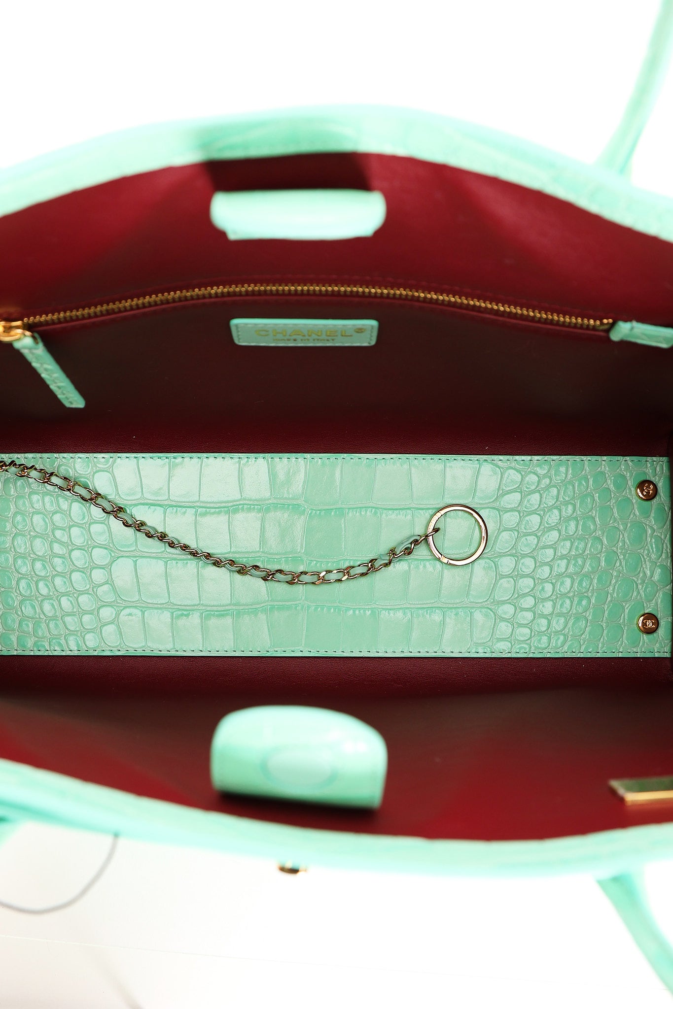 Chanel Large Shopping Tote Green Embossed Croc GHW