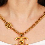 Chanel 1996 Double CC Turnlock Necklace 24K GP