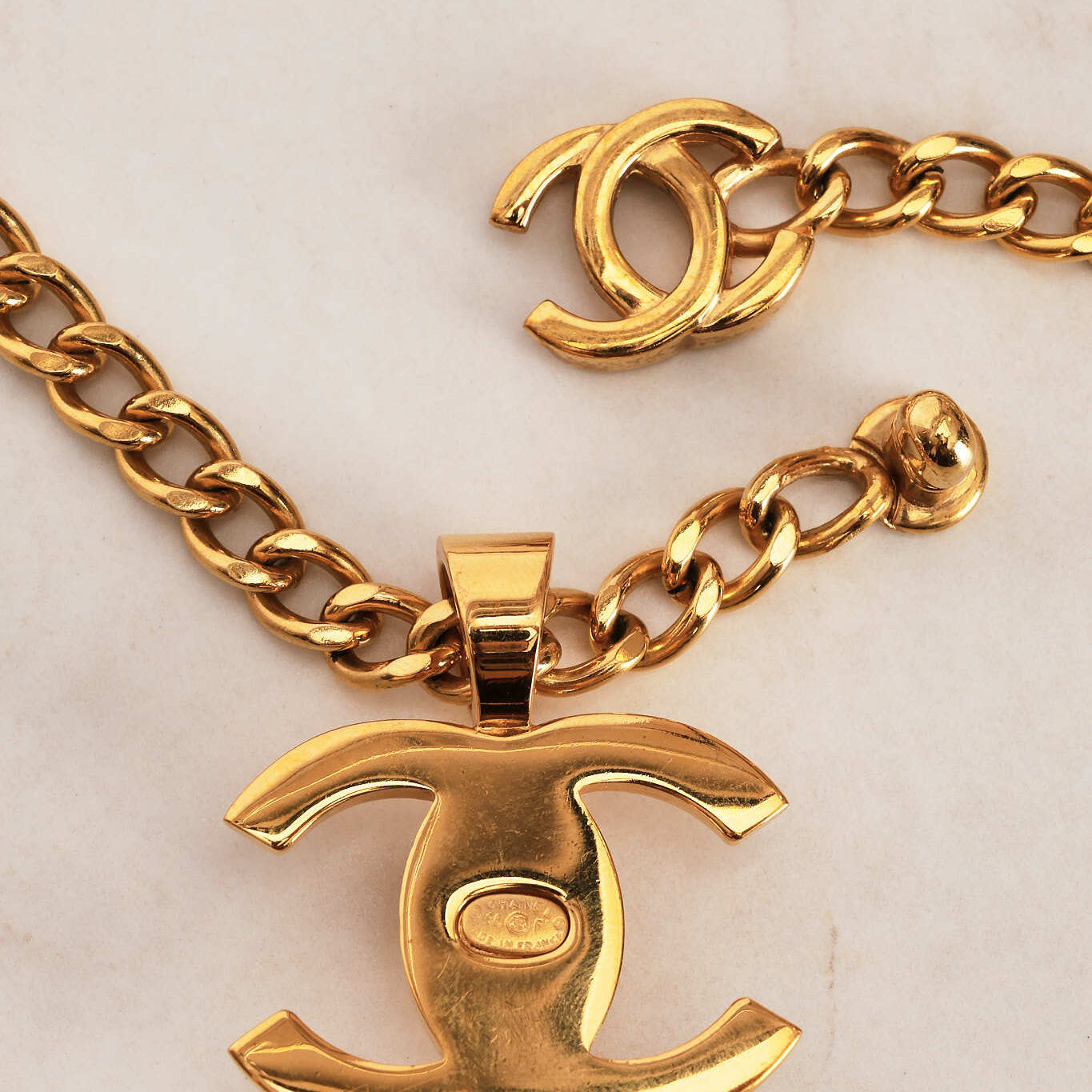 Chanel 1996 Double CC Turnlock Necklace 24K GP