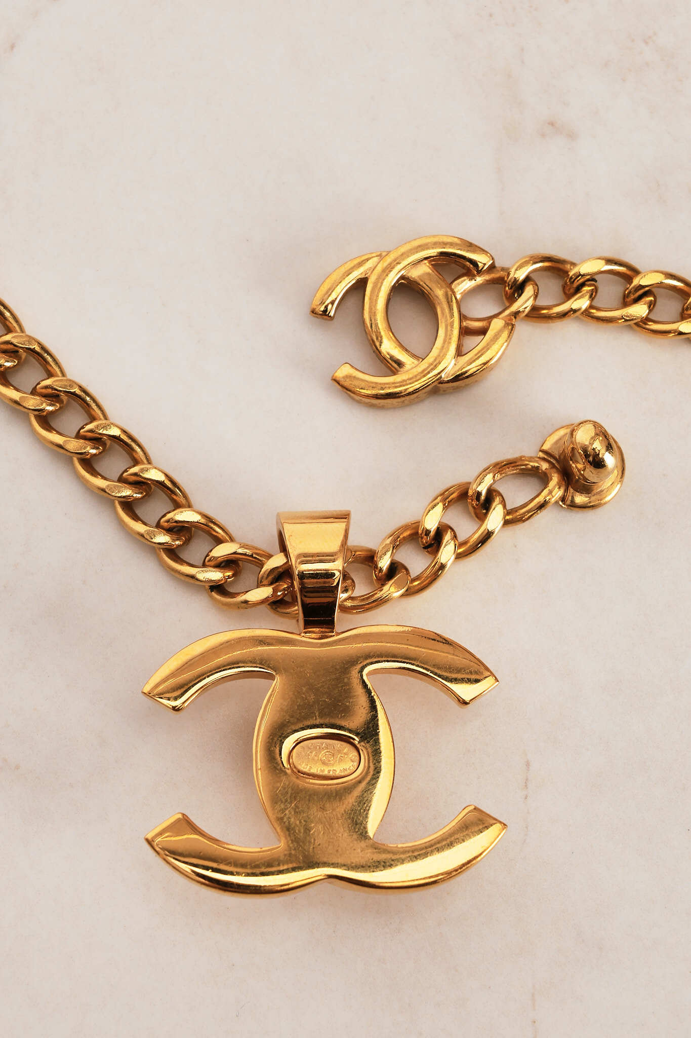 Chanel 1996 Double CC Turnlock Necklace 24K GP