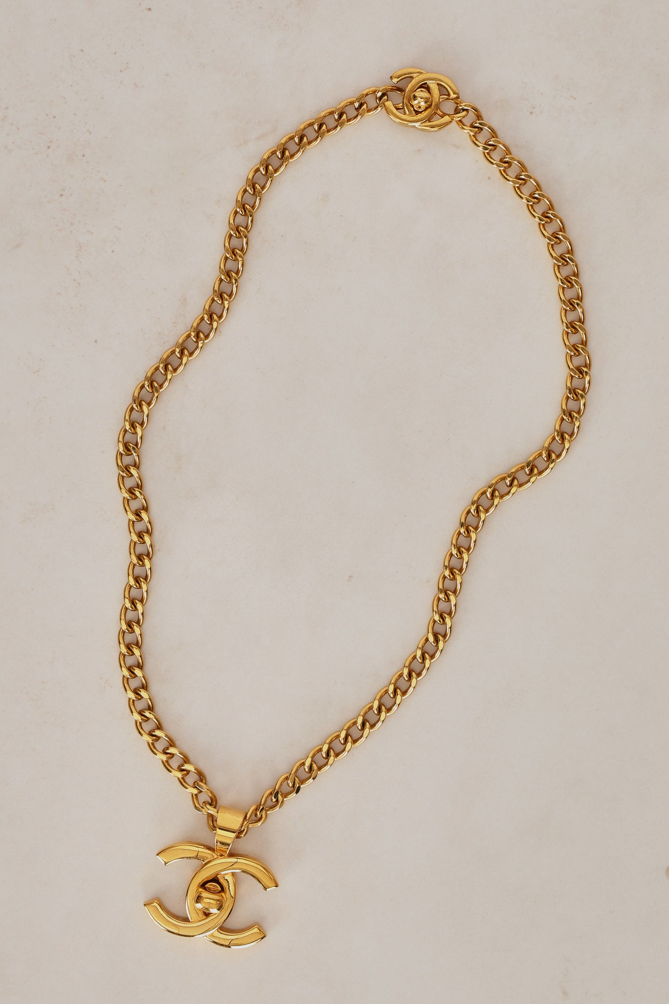 Chanel 1996 Double CC Turnlock Necklace 24K GP