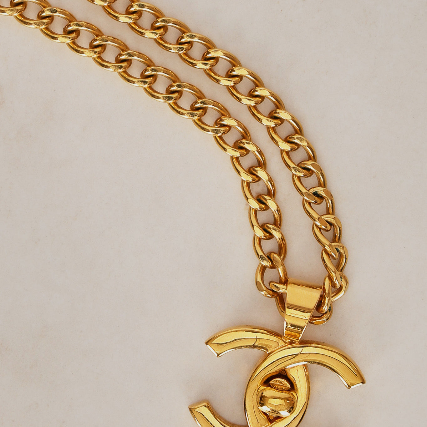 Chanel 1996 Double CC Turnlock Necklace 24K GP
