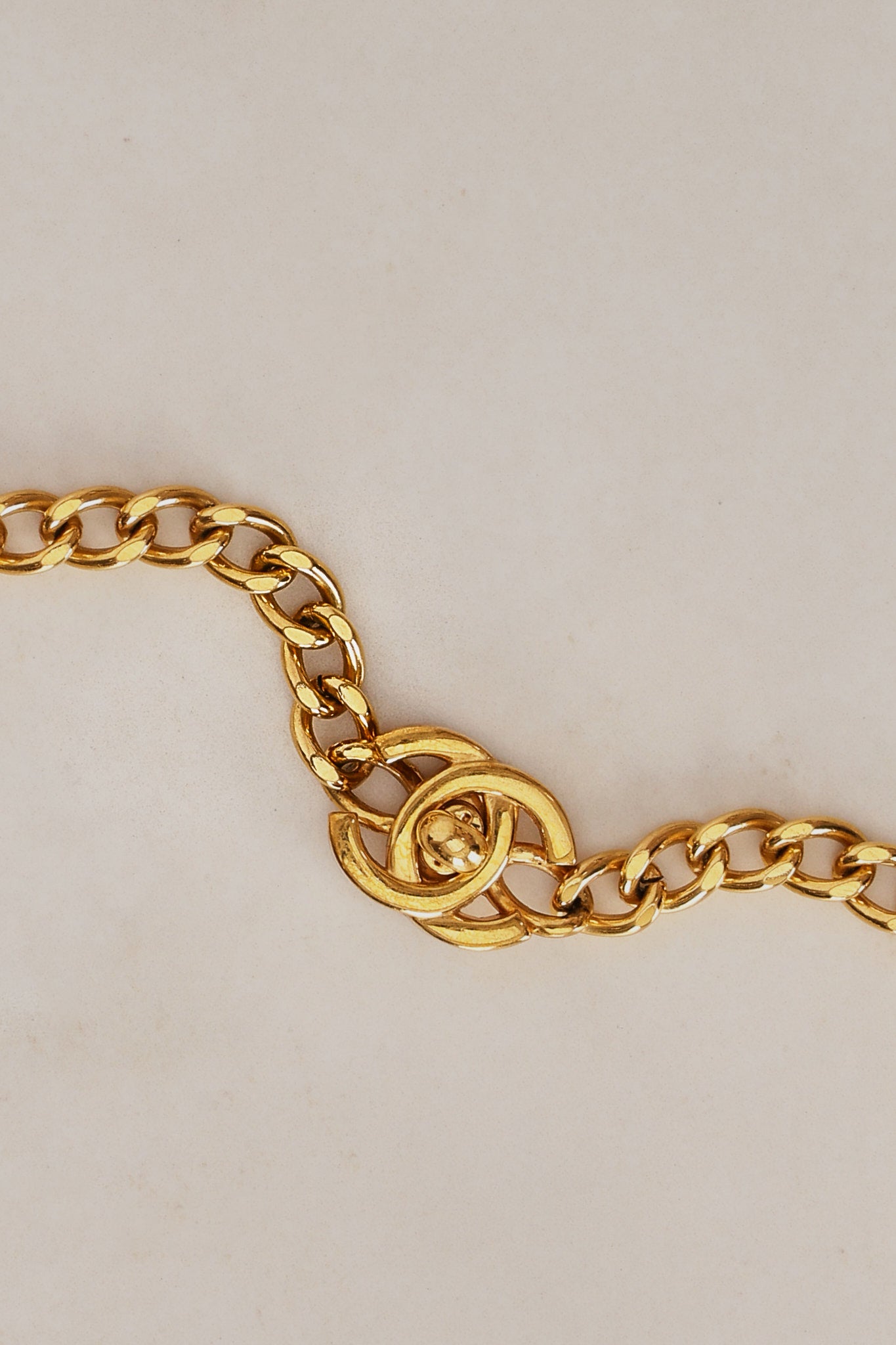 Chanel 1996 Double CC Turnlock Necklace 24K GP