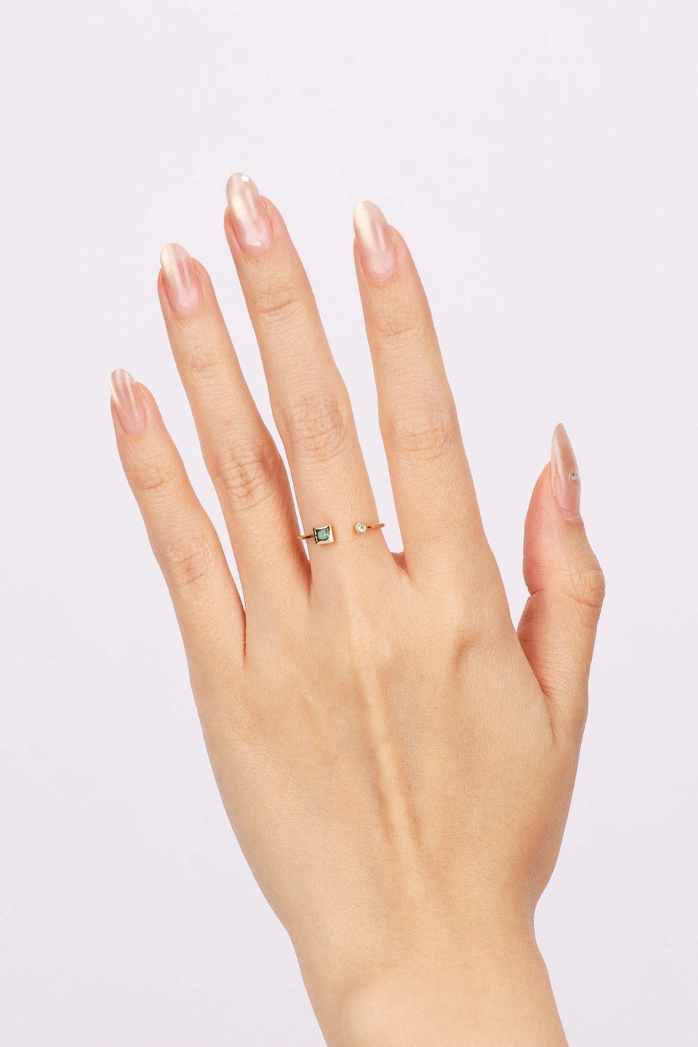 14K Yellow Gold Emerald and Diamond Wrap Ring, Size US 5.75