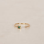 14K Yellow Gold Emerald and Diamond Wrap Ring, Size US 5.75