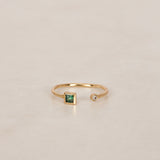 14K Yellow Gold Emerald and Diamond Wrap Ring, Size US 5.75