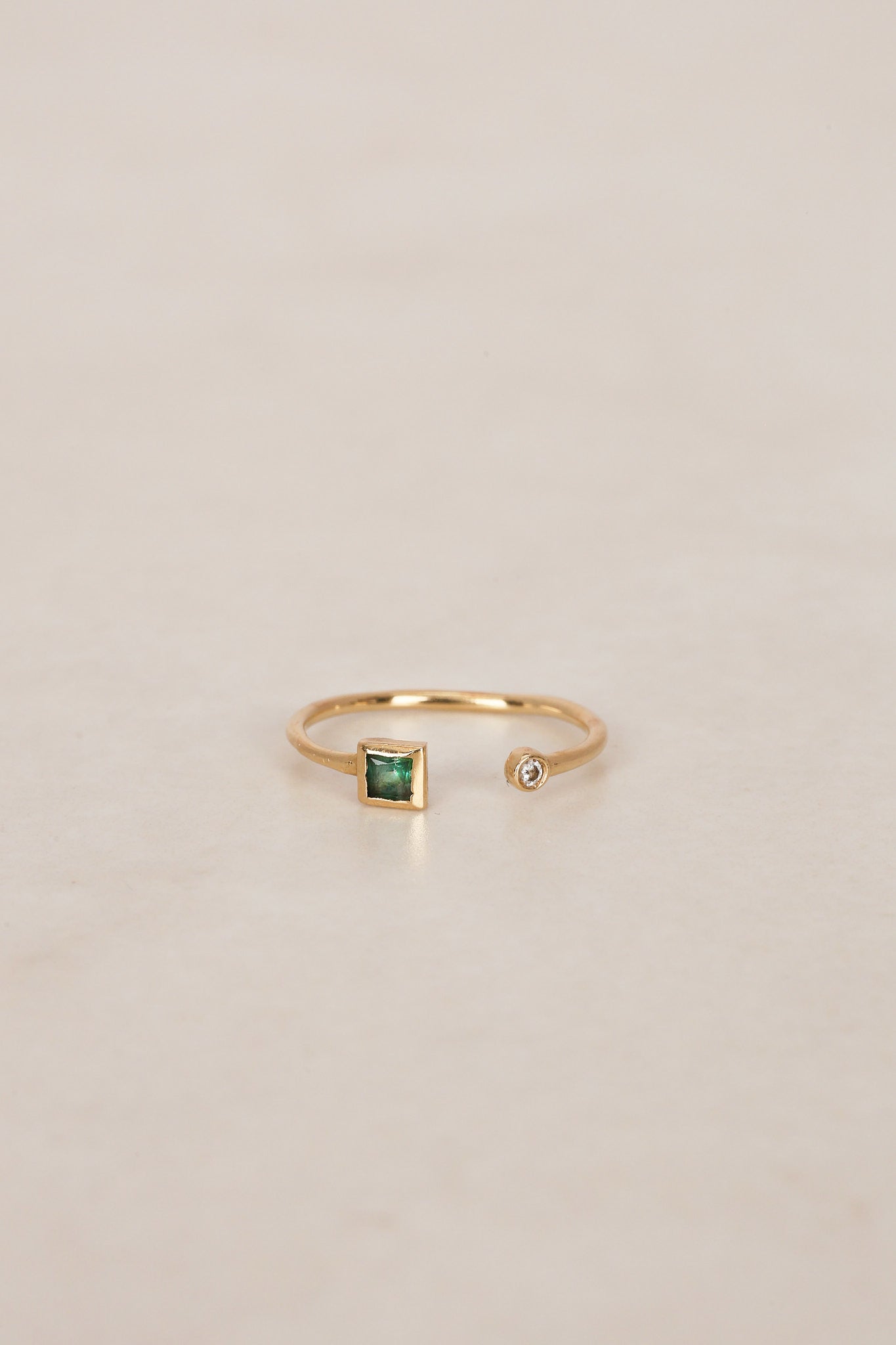 14K Yellow Gold Emerald and Diamond Wrap Ring, Size US 5.75