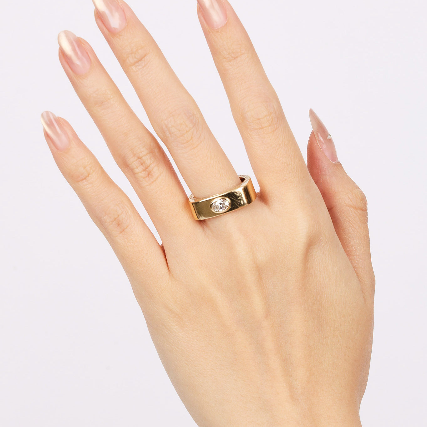 14K Yellow Gold Diamond Art Deco Trace Ring, Size US 6.75