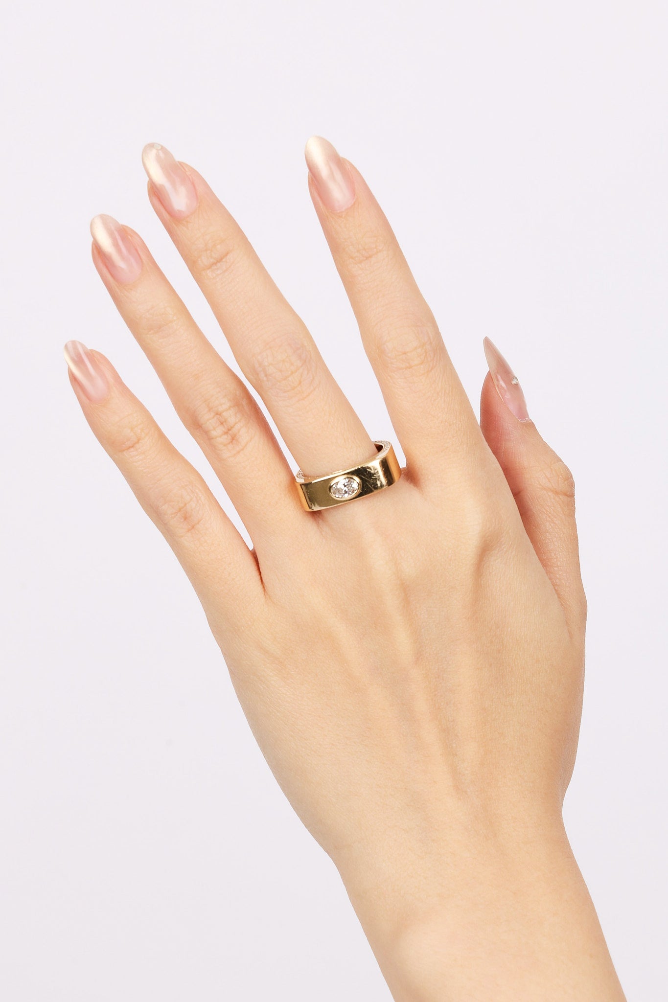 14K Yellow Gold Diamond Art Deco Trace Ring, Size US 6.75